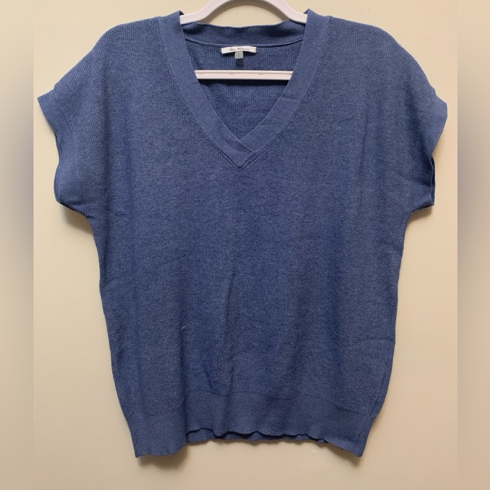 VILA MILANO Blue V-Neck Short Sleeve Sweater
